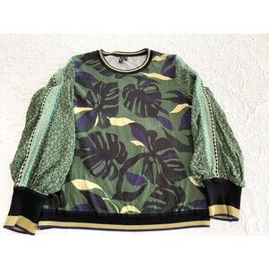 Anthropologie Bl^nk London Monstera Knit Top Eyelet Sleeves Large Chest 42"